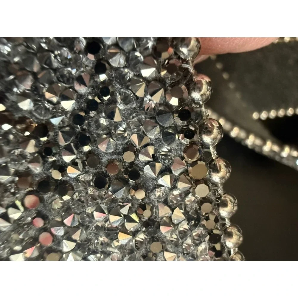 Womens Silver Rhinestone Western Belt Genuine Leather Crystal Buckle M/L 6529